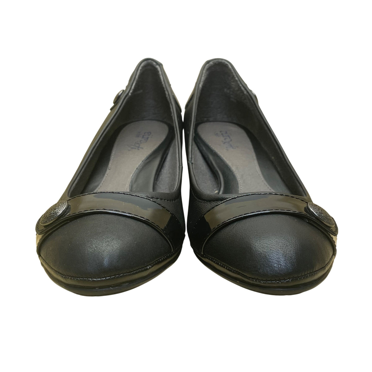 Eurosoft By Sofft Women’s Black Faux Leather Mid Heel Tahlia Pumps Size 8.5M