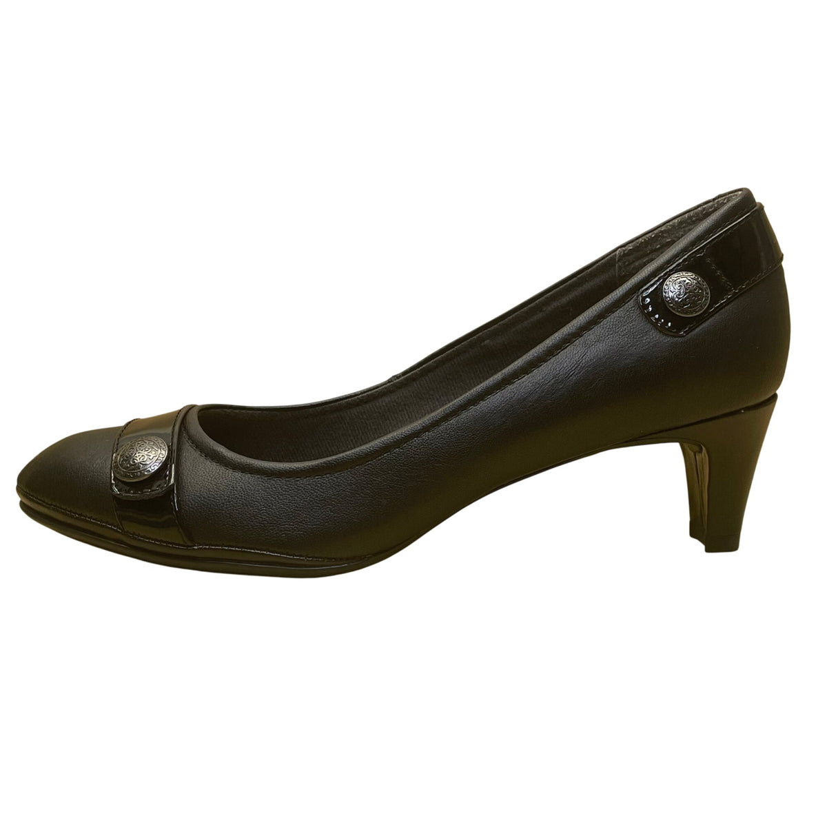 Eurosoft By Sofft Women’s Black Faux Leather Mid Heel Tahlia Pumps Size 8.5M