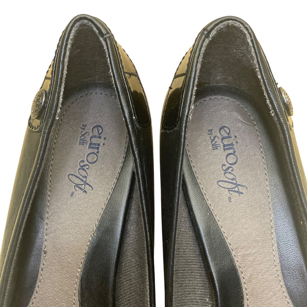 Eurosoft By Sofft Women’s Black Faux Leather Mid Heel Tahlia Pumps Size 8.5M