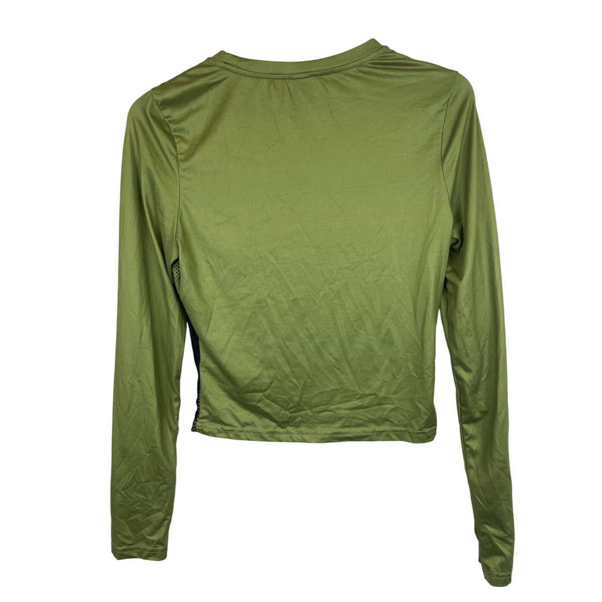 Shein Womens Green Graphic Long-Sleeve Crop Top Size Large Modern Design Lightweight