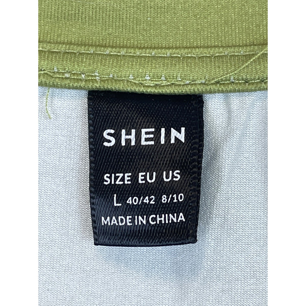 Shein Womens Green Graphic Long-Sleeve Crop Top Size Large Modern Design Lightweight