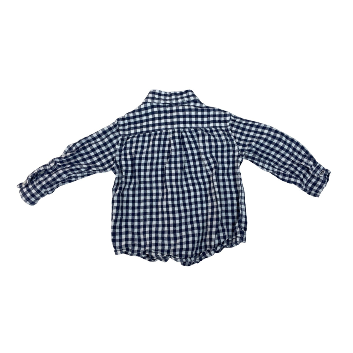 Janie And Jack Baby Boy Navy & White Gingham Button-Down Shirt Size 12-18 M
