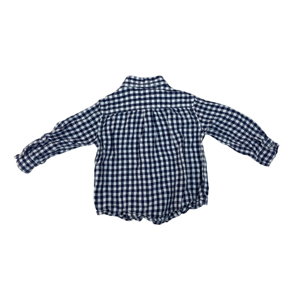 Janie And Jack Baby Boy Navy & White Gingham Button-Down Shirt Size 12-18 M