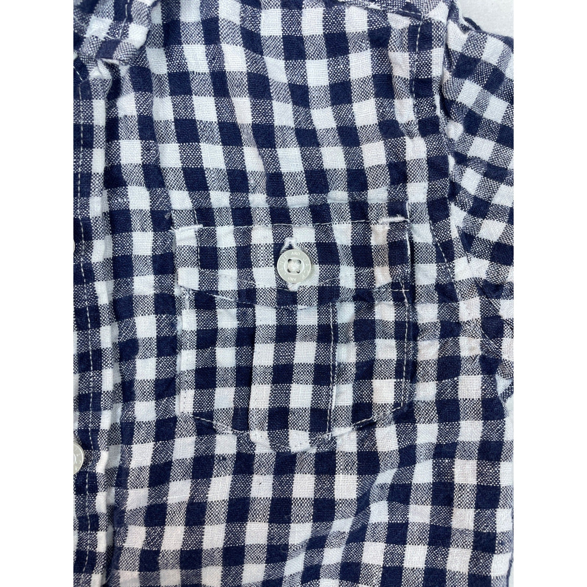Janie And Jack Baby Boy Navy & White Gingham Button-Down Shirt Size 12-18 M