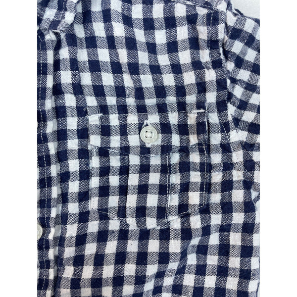 Janie And Jack Baby Boy Navy & White Gingham Button-Down Shirt Size 12-18 M