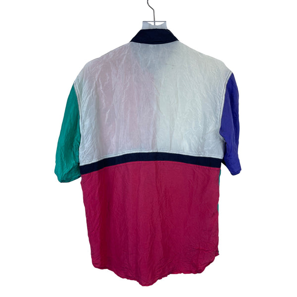 Paul Et Duffier Mens Multicolor Silk Button-Down Shirt Colorblock Design XS