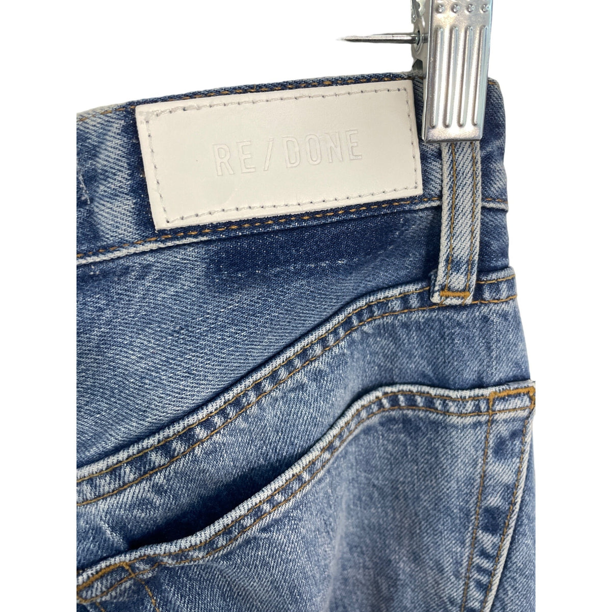 Re/Done Women's Blue Wide Jeans with Distressed Look at Length End  Sz 24