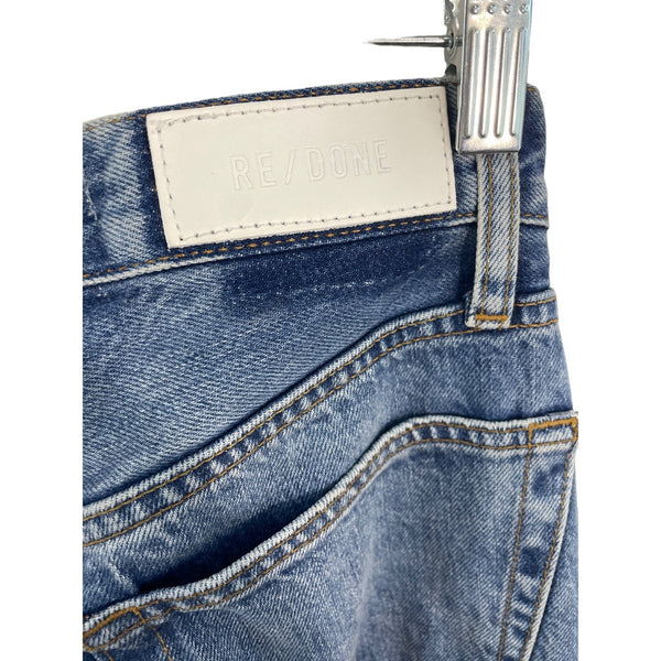 Re/Done Women's Blue Wide Jeans with Distressed Look at Length End  Sz 24