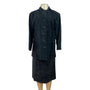 Vintage Stan Herman Black Suede Two-Piece Skirt Set Jacket & Midi Skirt Size L