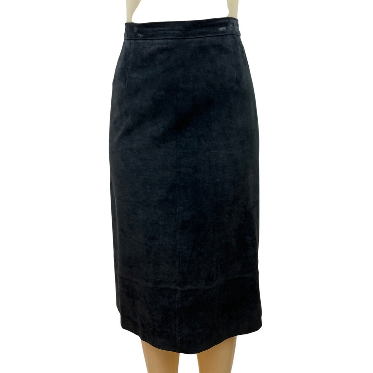 Vintage Stan Herman Black Suede Two-Piece Skirt Set Jacket & Midi Skirt Size L