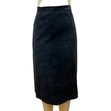 Vintage Stan Herman Black Suede Two-Piece Skirt Set Jacket & Midi Skirt Size L