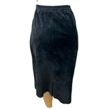 Vintage Stan Herman Black Suede Two-Piece Skirt Set Jacket & Midi Skirt Size L