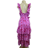 Likely Pink & Red Floral Ruffle Tiered Midi Dress Size 10- NEW