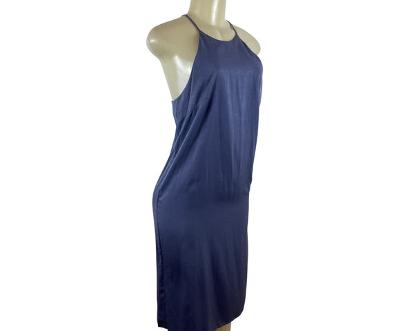 Soprano Womens Blue Spaghetti Strap Midi Dress With Halter Neck Sz S - New