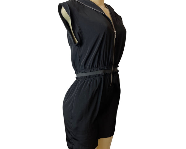 Armani Exchange Sz 0 Black Sleeveless Hooded Zip-Up Womens Dress