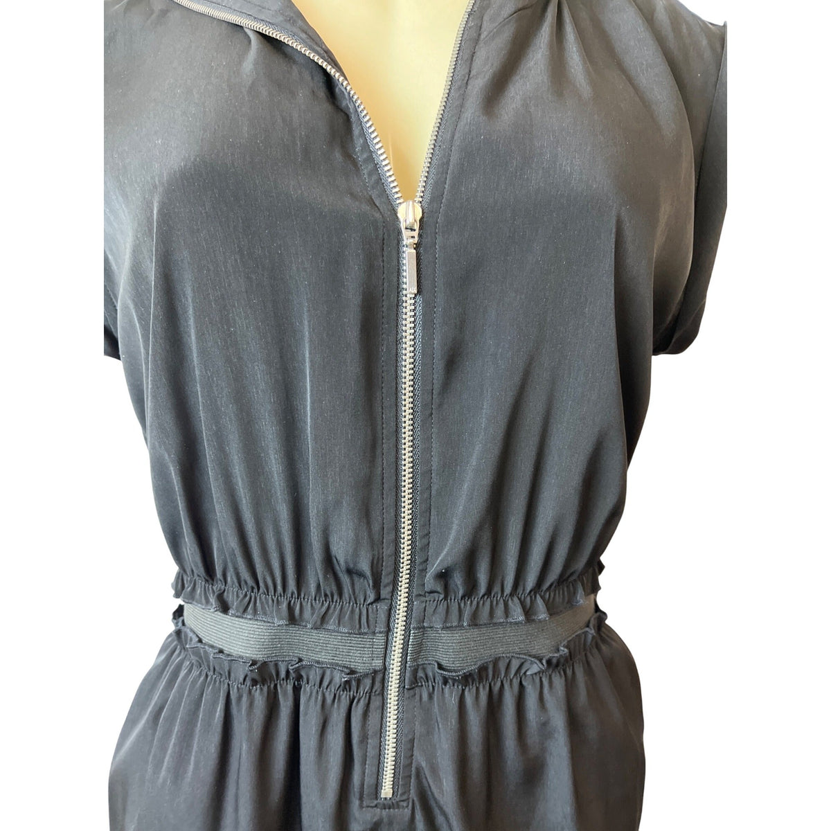Armani Exchange  Sz 0 Black Sleeveless Hooded Zip-Up Womens Dress