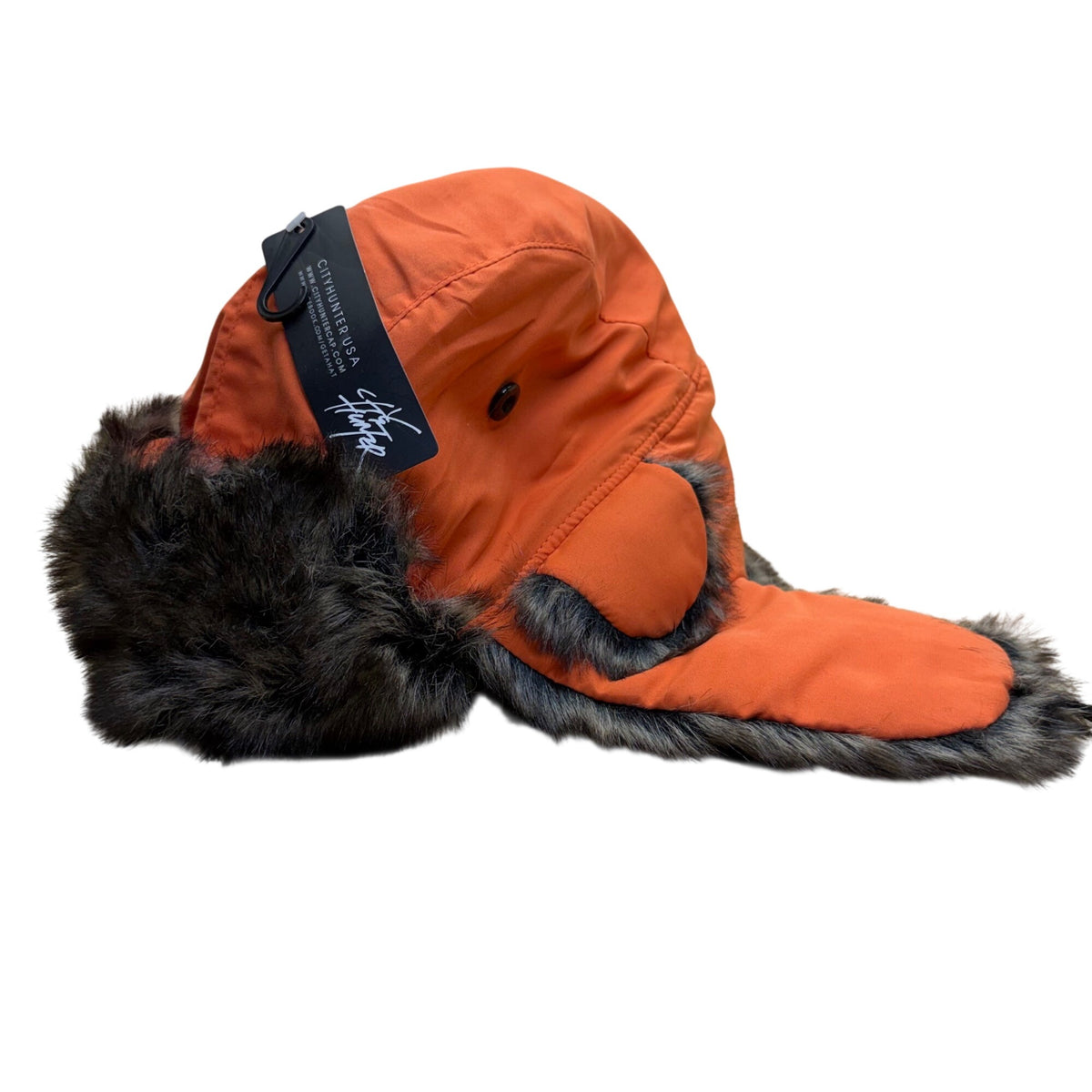 Ctnhunter Unisex Orange Polyester Trapper Hat Faux Fur Lined Winter Cold Weather Cap