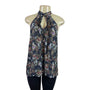 Ro & De Womens Floral Sleeveless Halter Blouse Top Keyhole Neck XS