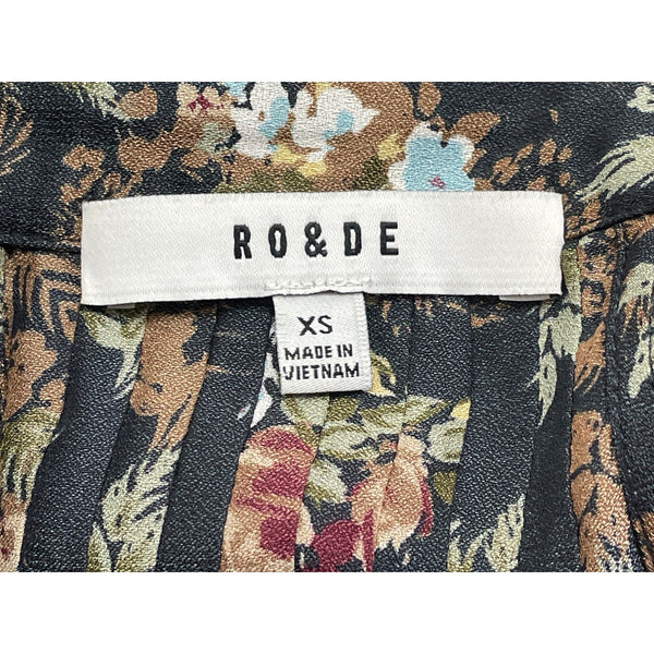 Ro & De Womens Floral Sleeveless Halter Blouse Top Keyhole Neck XS