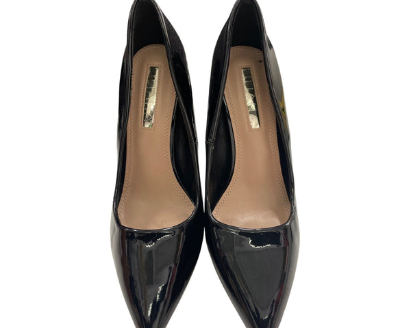 LILIANA Womens Black Patent Leather Pointed Toe Pumps Size 10