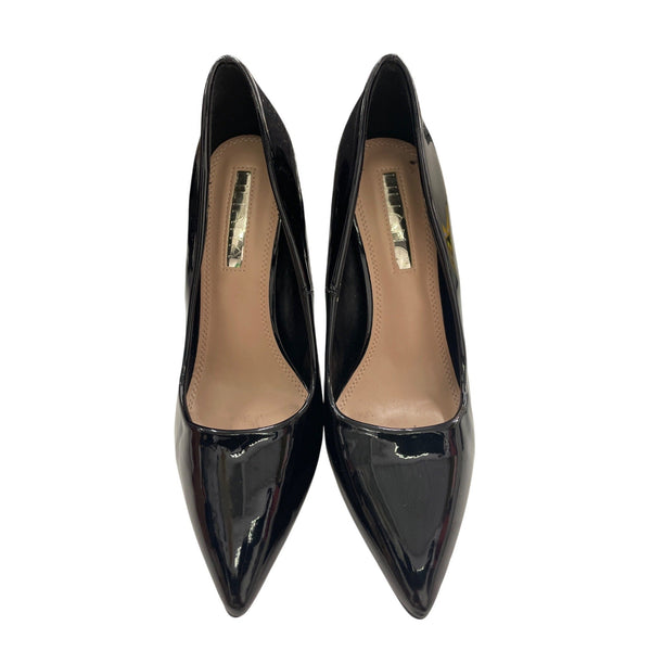 LILIANA Womens Black Patent Leather Pointed Toe Pumps Size 10