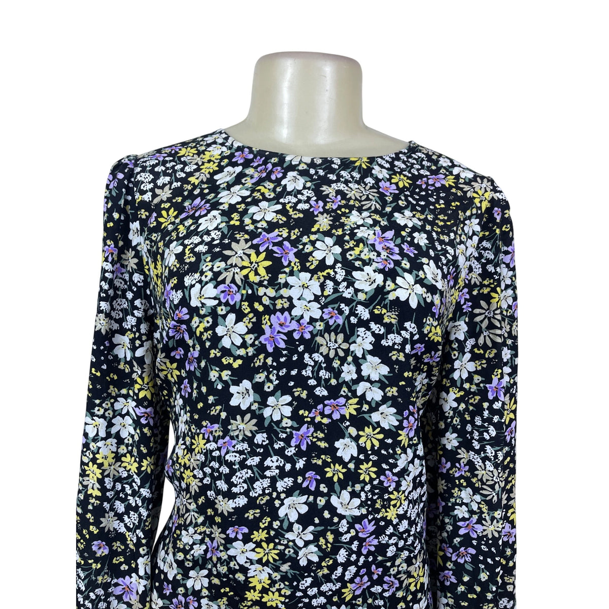 Ann Taylor Floral Women’s Black Lightweight Ruffled Hem Midi Dress Sz 8 - New