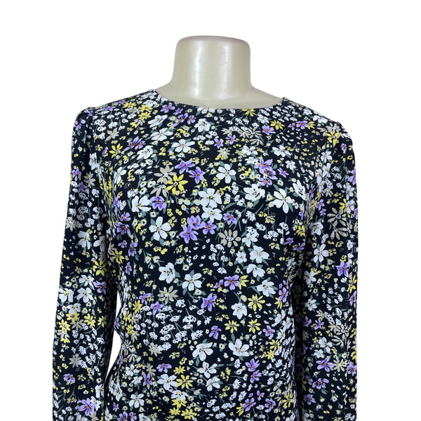 Ann Taylor Floral Women’s Black Lightweight Ruffled Hem Midi Dress Sz 8 - New