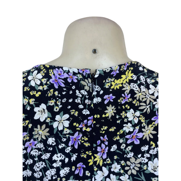 Ann Taylor Floral Women’s Black Lightweight Ruffled Hem Midi Dress Sz 8 - New