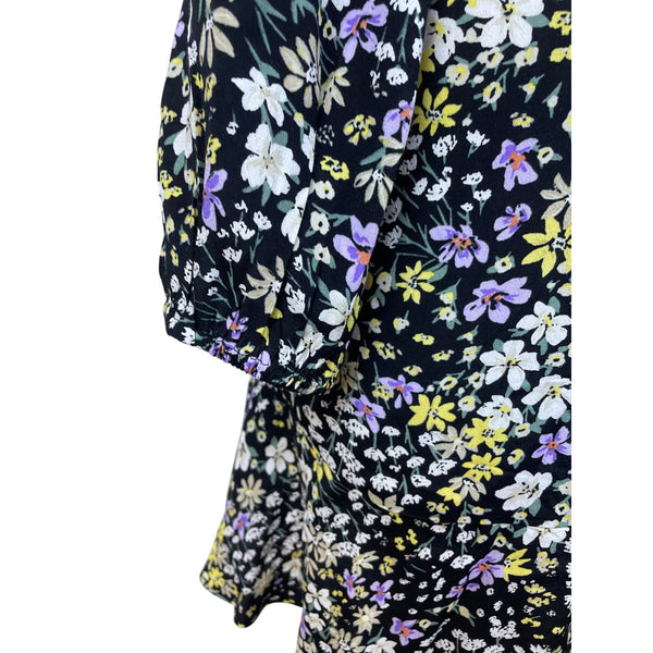 Ann Taylor Floral Women’s Black Lightweight Ruffled Hem Midi Dress Sz 8 - New