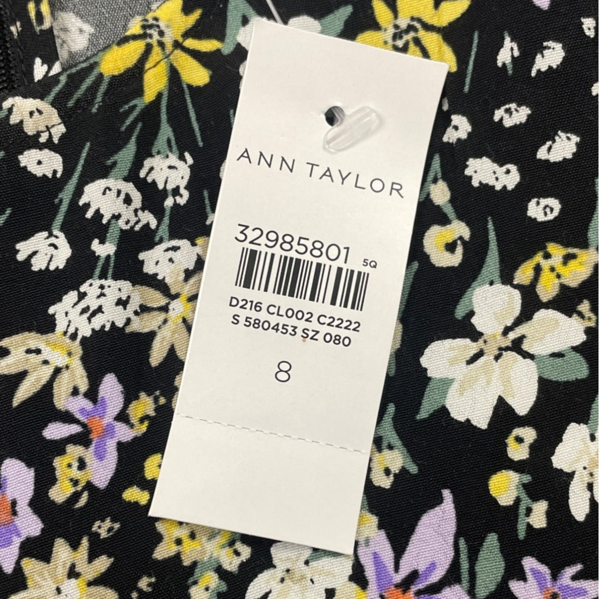 Ann Taylor Floral Women’s Black Lightweight Ruffled Hem Midi Dress Sz 8 - New