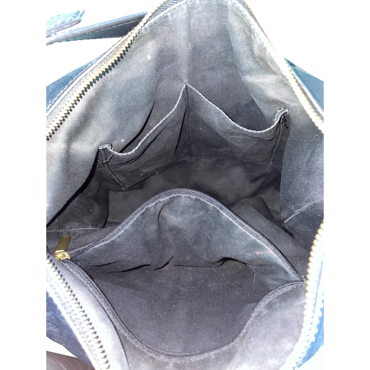 Fossil Women's Black Leather With Brass Hardware Hobo Shoulder Bag Sz M