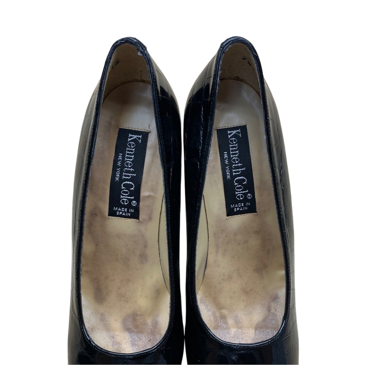 Kenneth Cole Womens Black Croc-Embossed Leather Tango ll Heels Size 7