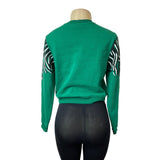 L.A. Hearts Women's Green Embroidered Zebra Sweatshirt Sz S