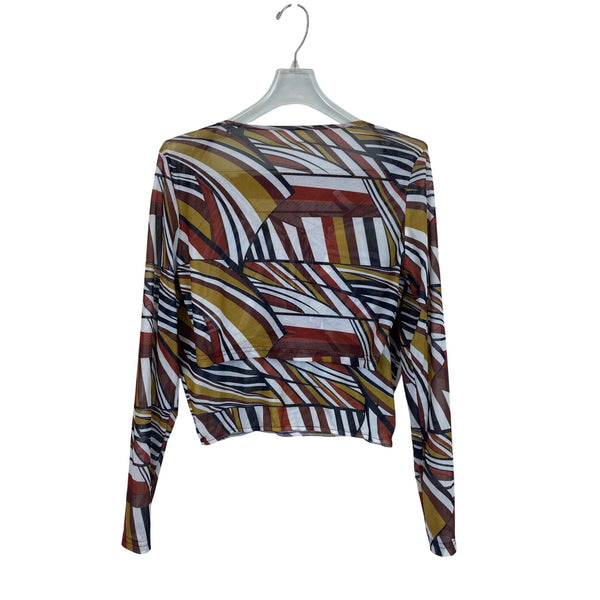 Shein Women’s Multicolor Mesh Two-Piece Top & Skirt Set Large Geometric Pattern Lightweight