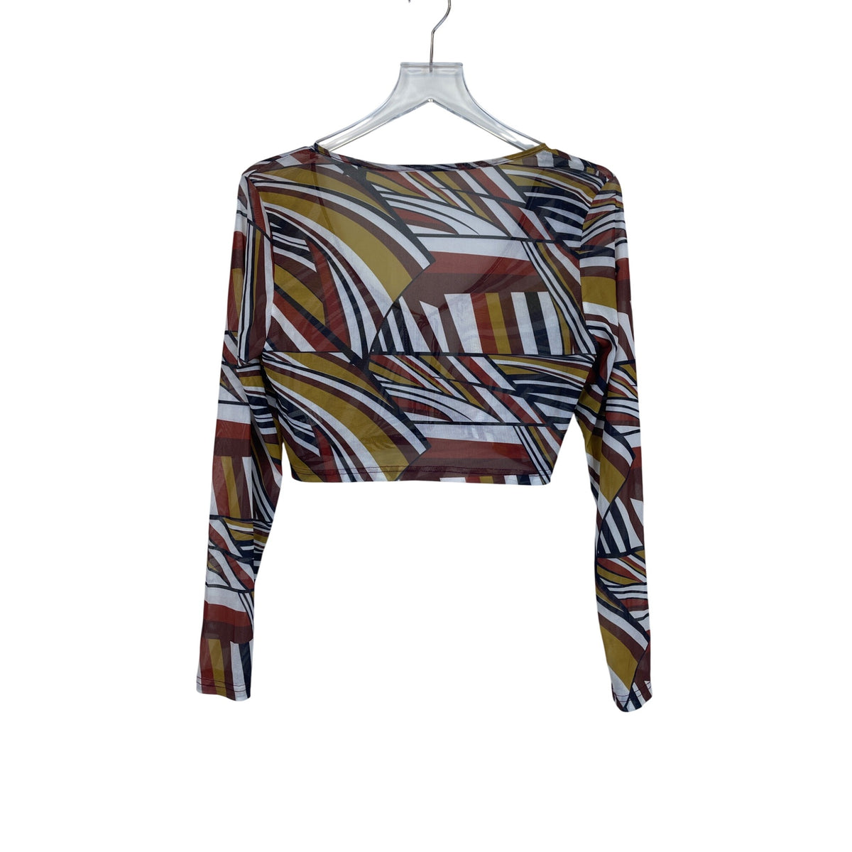 Shein Women’s Multicolor Mesh Two-Piece Top & Skirt Set Large Geometric Pattern Lightweight