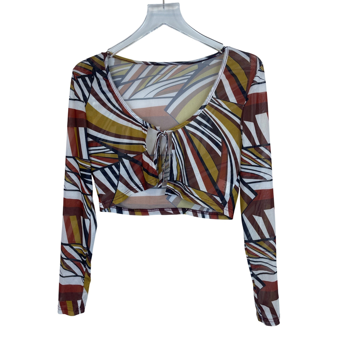 Shein Women’s Multicolor Mesh Two-Piece Top & Skirt Set Large Geometric Pattern Lightweight