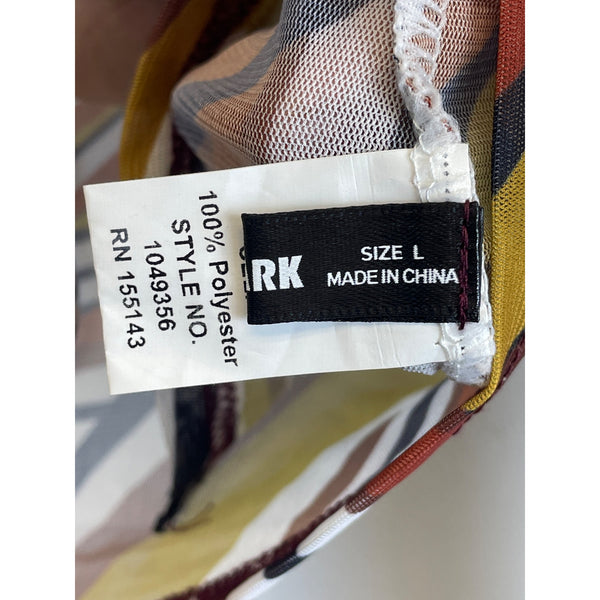 Shein Women’s Multicolor Mesh Two-Piece Top & Skirt Set Large Geometric Pattern Lightweight