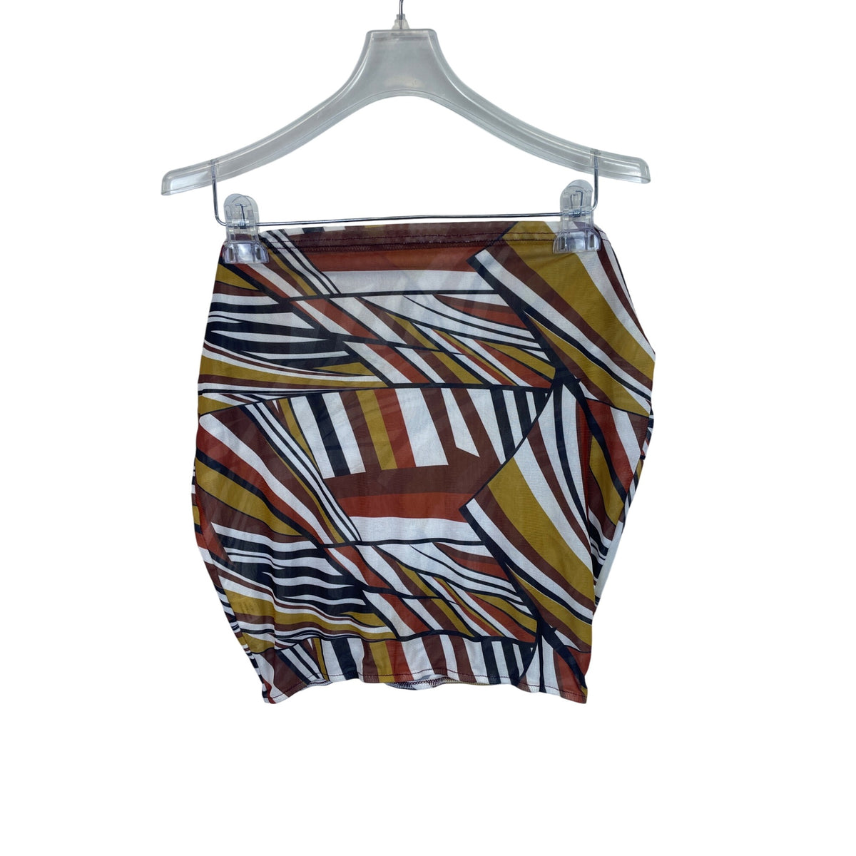 Shein Women’s Multicolor Mesh Two-Piece Top & Skirt Set Large Geometric Pattern Lightweight