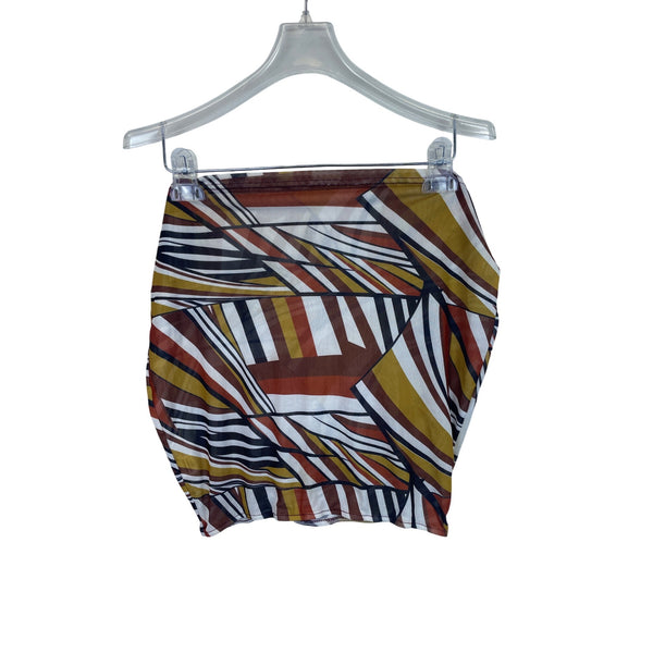 Shein Women’s Multicolor Mesh Two-Piece Top & Skirt Set Large Geometric Pattern Lightweight