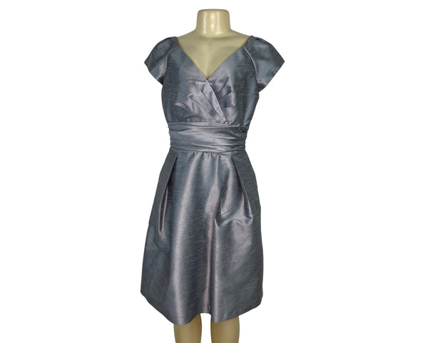 Alfred Sung Gray Dress Pleated Waist Design Size 12