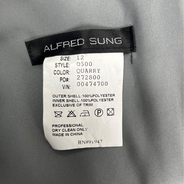 Alfred Sung Gray  Dress  Pleated Waist Design Size 12