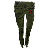 Blac Label Pink Unisex Green Cotton Cargo Pants Skull Patch Peace Design Size