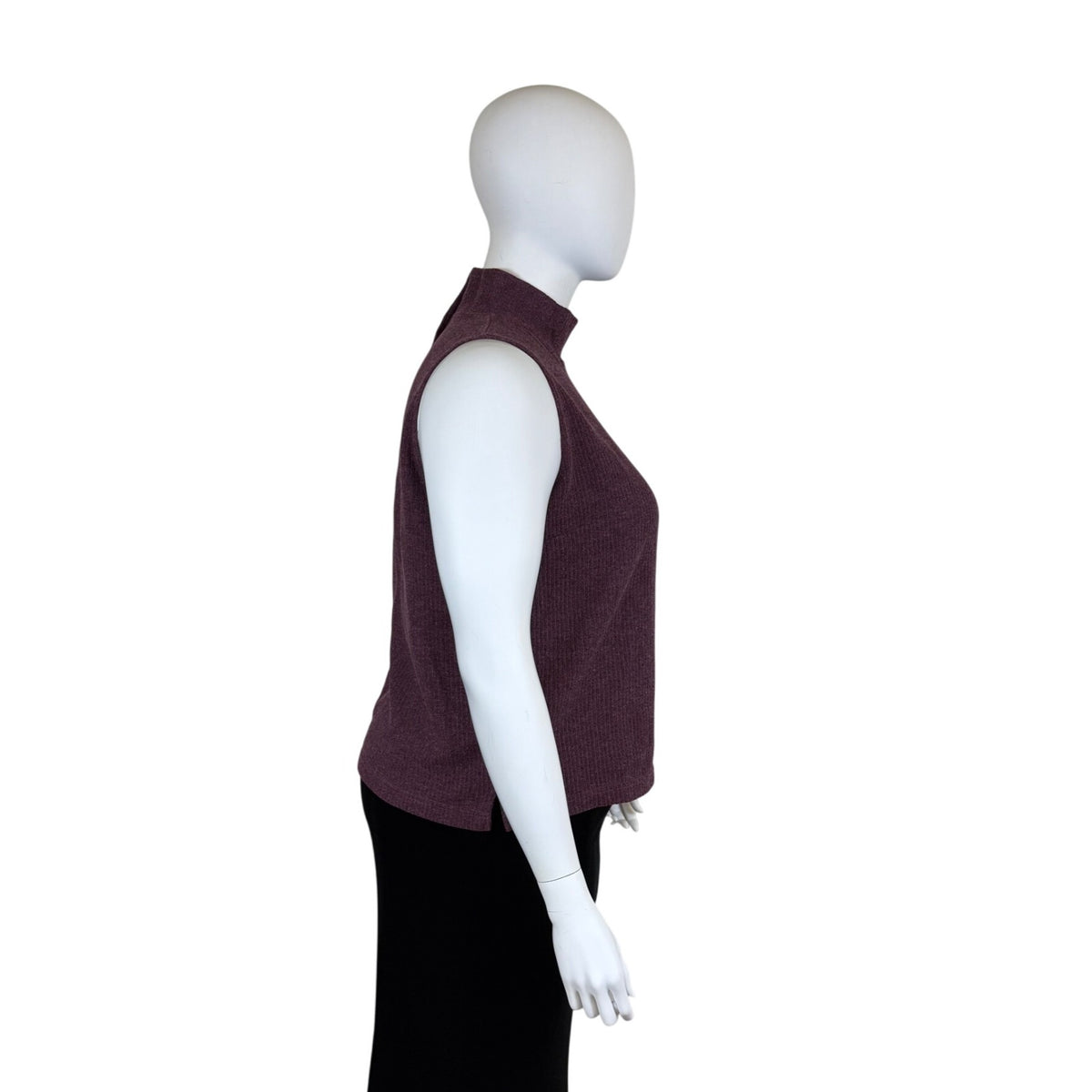 JK Knits Womens Purple Sleeveless Mock Neck Ribbed Knit Top Size 18/20 - New