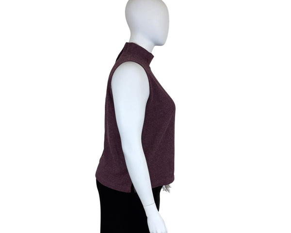 JK Knits Womens Purple Sleeveless Mock Neck Ribbed Knit Top Size 18/20 - New