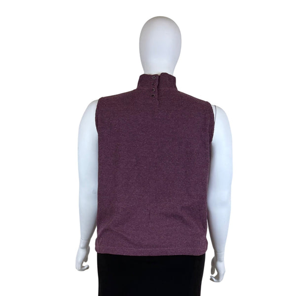 JK Knits Womens Purple Sleeveless Mock Neck Ribbed Knit Top Size 18/20 - New