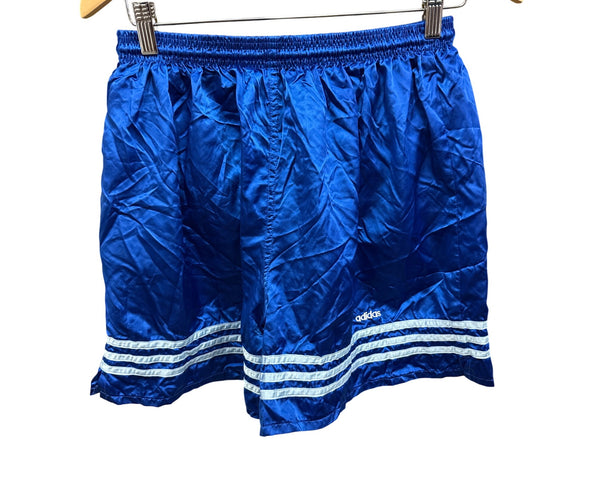 Adidas Mens Blue Nylon Athletic Shorts With Reflective Stripes Size XL Activewear