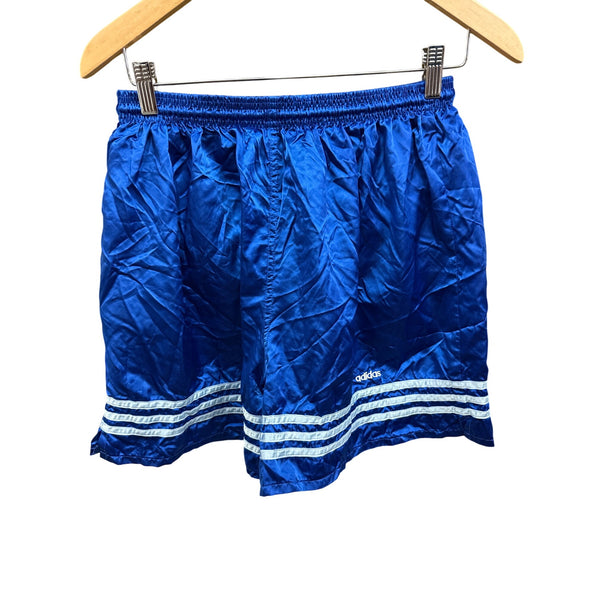 Adidas Mens Blue Nylon Athletic Shorts With Reflective Stripes Size XL Activewear