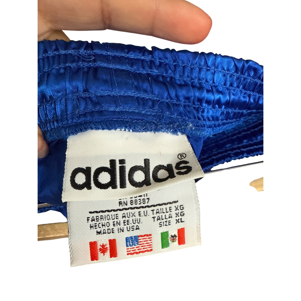 Adidas Mens Blue Nylon Athletic Shorts With Reflective Stripes Size XL Activewear