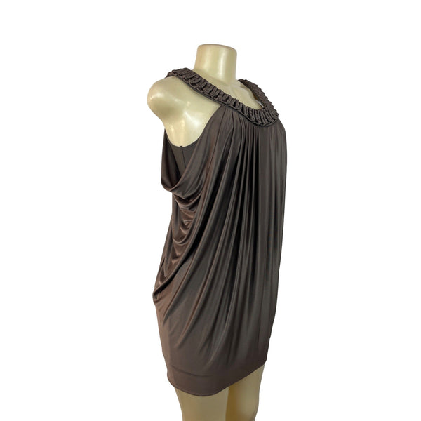 BCBG Maxazria Women's Brown Sleeveless Sheath Mini Dress XS