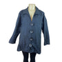 Caroline Rose Womens Black Textured Long Button Front Jacket Size L